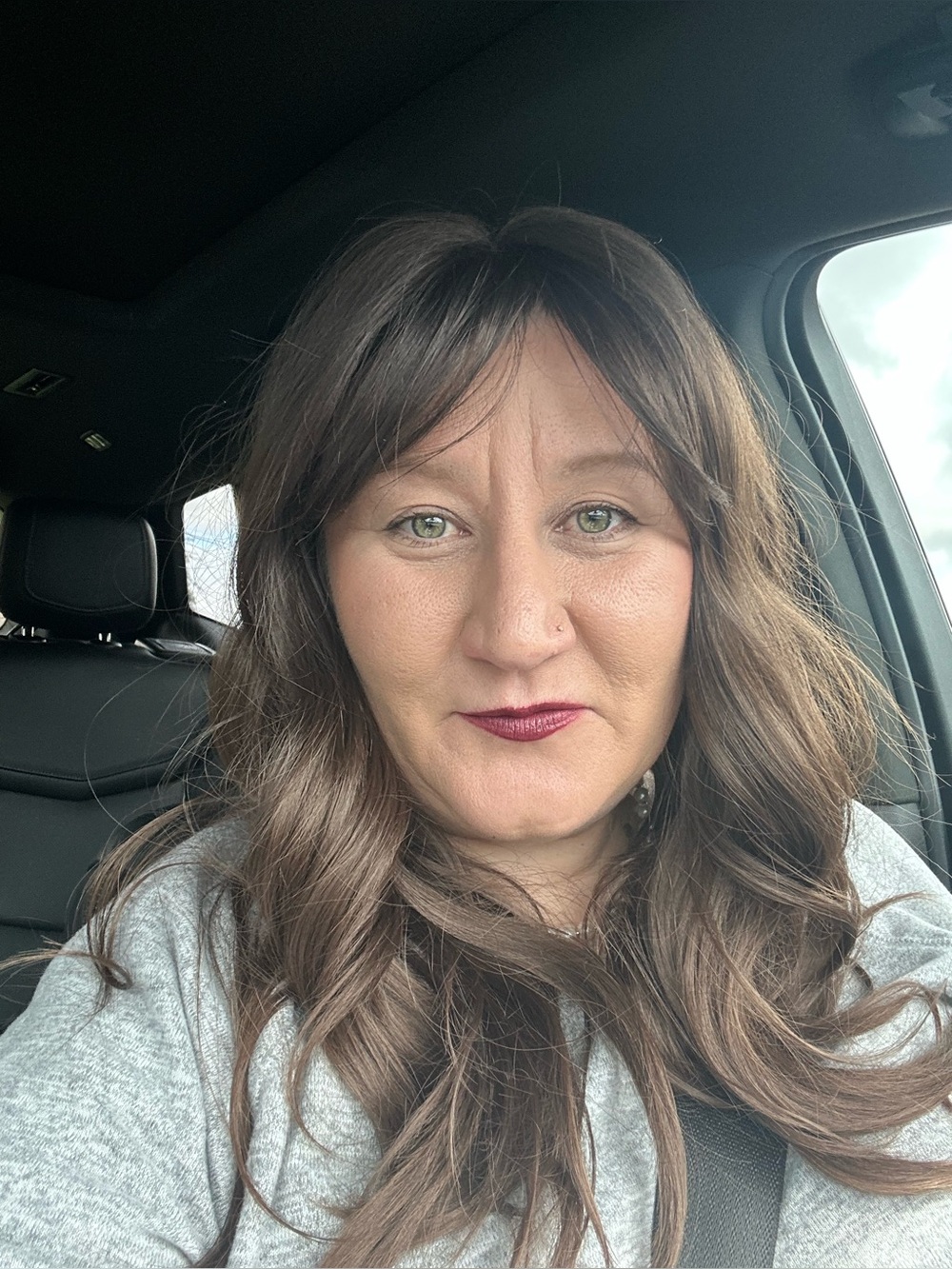 Long Wavy Brown Wig with Side Bangs